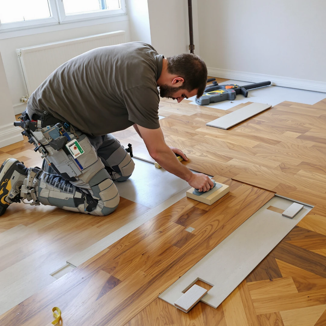 Parquetteur au travail